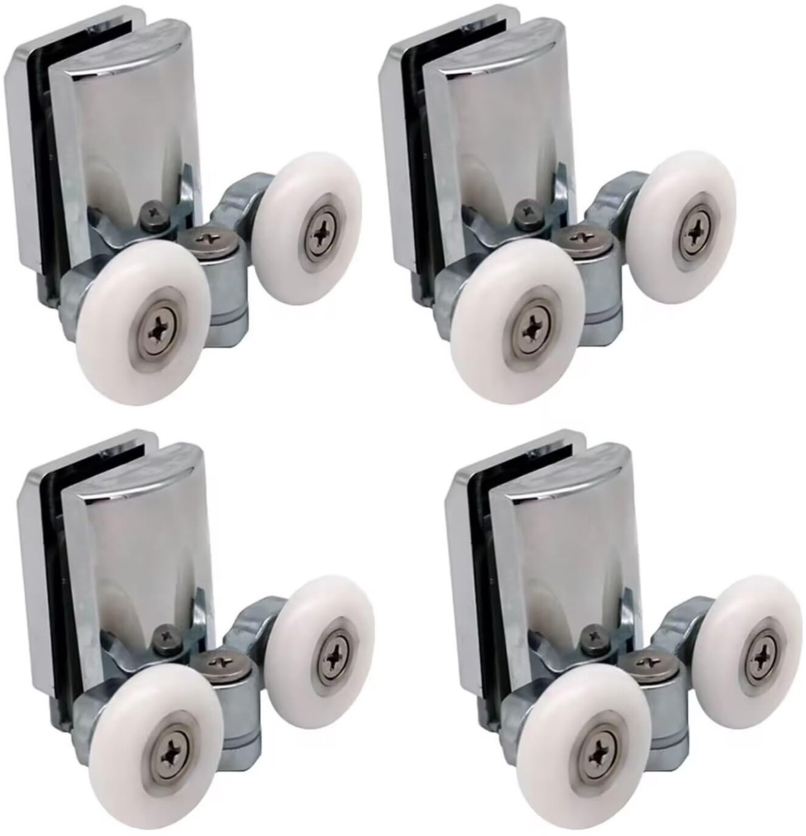 MTTproducts- Wieltjes voor douchecabinedeur - 4 stuks - 23 mm diameter - Messing/Kunststof - Geschikt voor 4-6 mm glas - Eenvoudig schuiven - Douchewielen