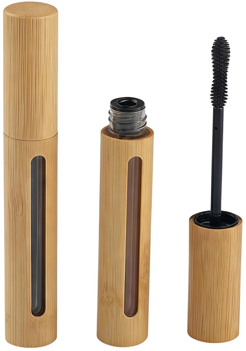 MTTproducts- Wimpersbuis 2 Stuks - Eco Bamboe + Plastic - 6 ml Inhoud - Schroefsluiting - Wimper Groei Olie Houder - Make-up Tool - Make-upflesje