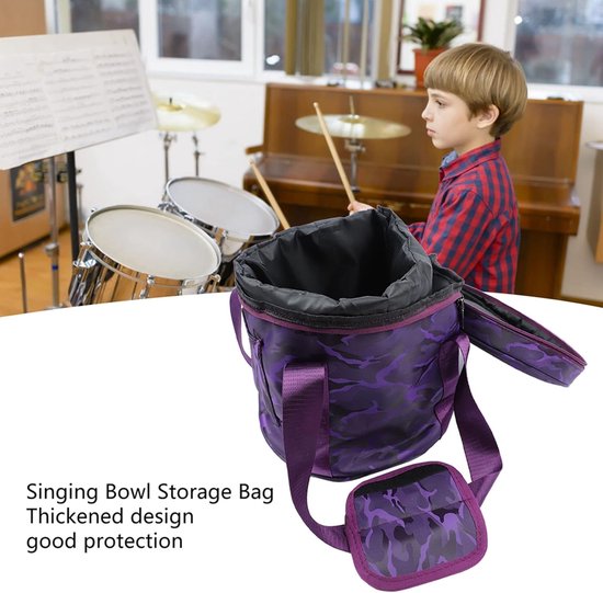 Dubbele Rits Klankschaal Tas - Muziekschaal Case met Handvat - Kristallen Schaal Opbergtas - Klankschaal Draagtas (10 inch puur paars) van MOEVERT — afbeelding 5