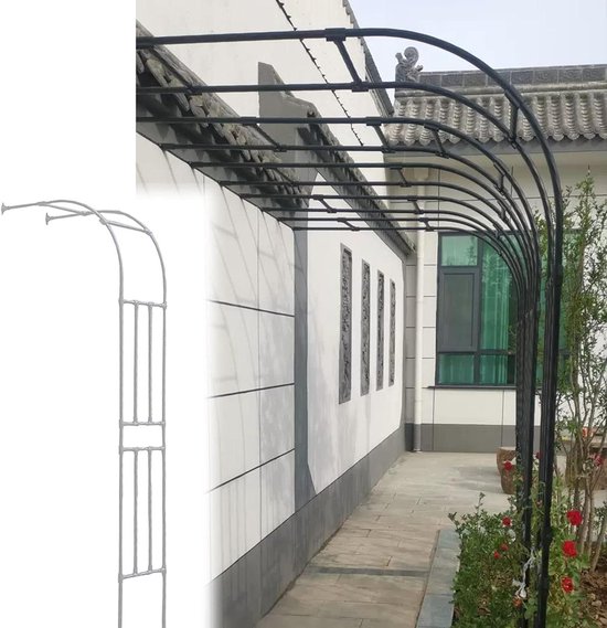 Metalen Rozenboog - Klimplantsteun Tuinboog - Tuin Decoratie - Gegalvaniseerd Metaal - 220 x 240 cm - Wit