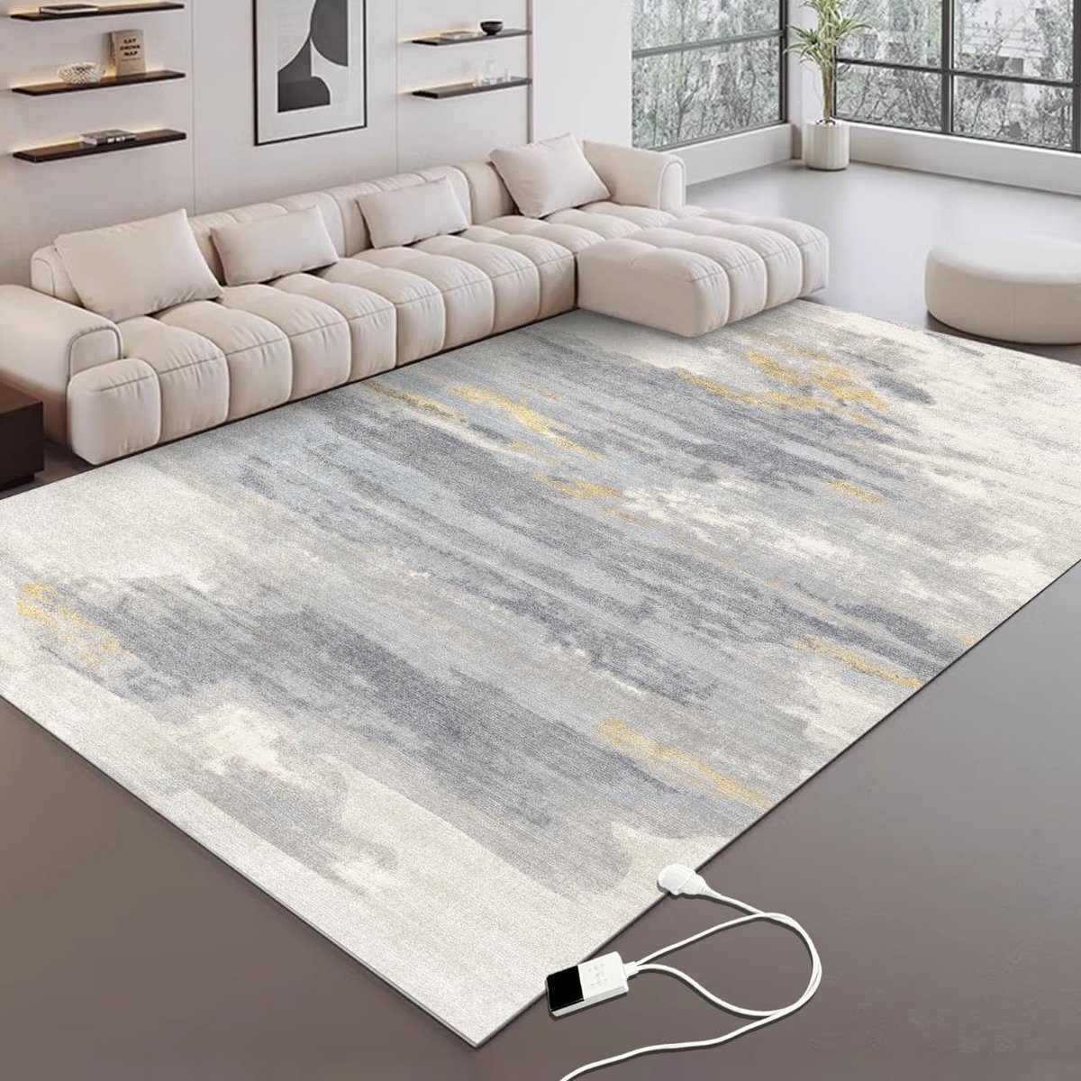 Verwarmd Vloerkleed - Elektrisch Tapijt - Ruimte Verwarming - Snelle Gelijkmatige Warmte - 160x240 cm - Grijs