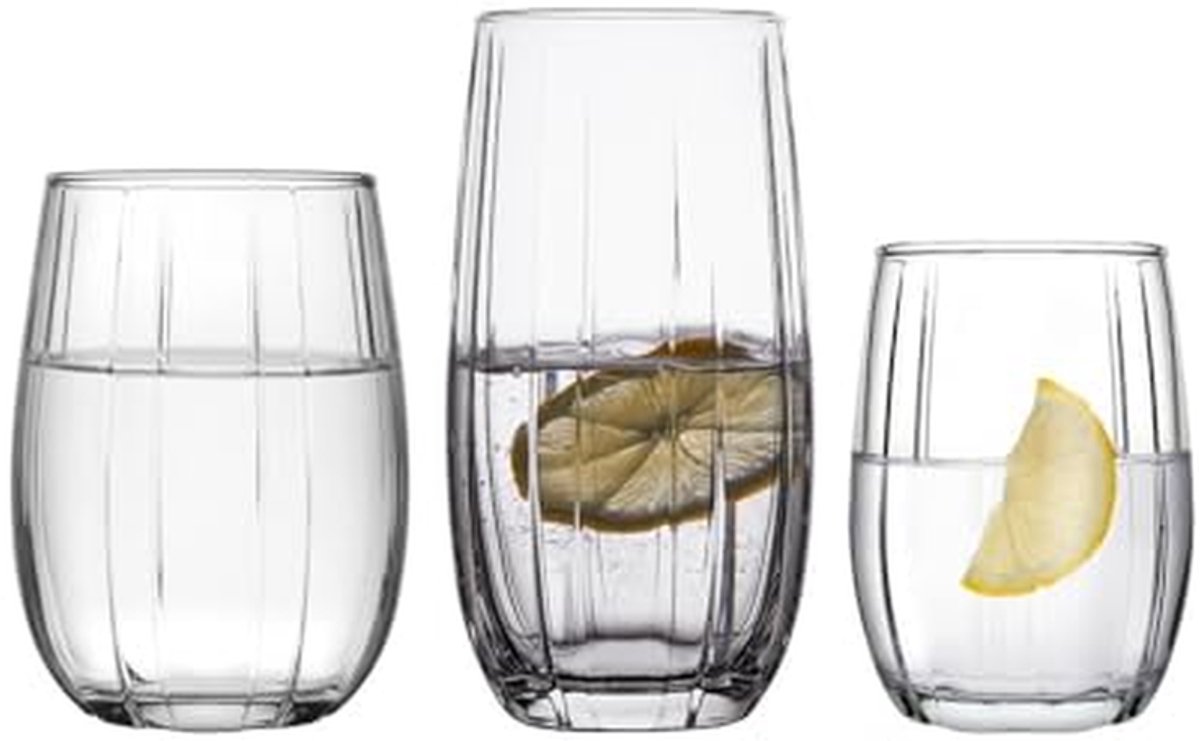 18-delige glazen set voor drankjes, wijn en water