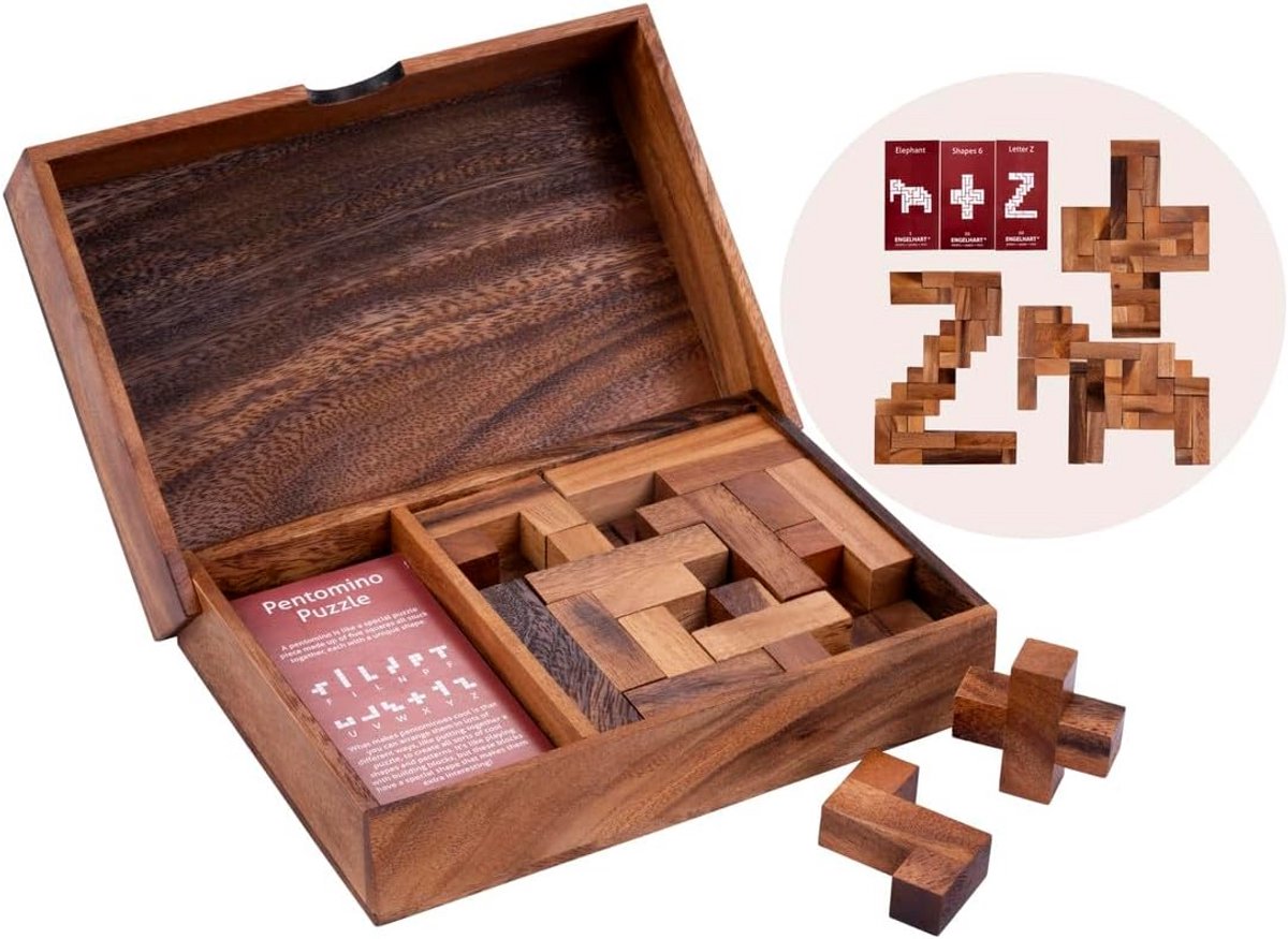 Duurzaam Houten Dubbel Pentomino Puzzelspel voor 1 of 2 Spelers vanaf 7 Jaar