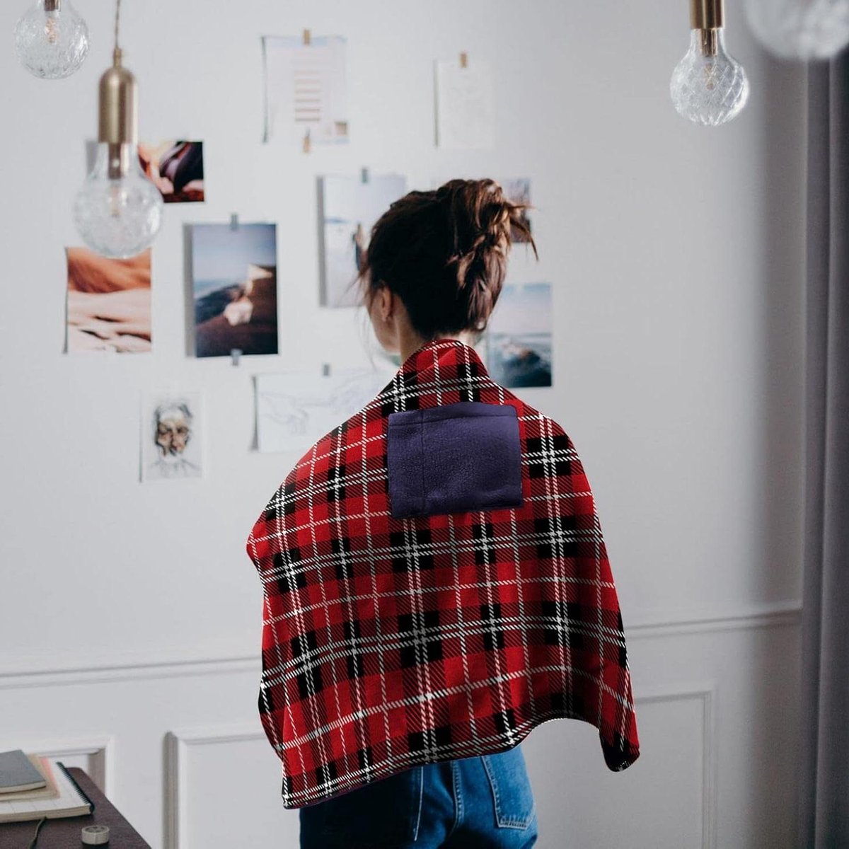 USB elektrische verwarmde deken, draagbare sjaal verwarmingsdeken, super gezellige zachte verwarmde plaid met snelle verwarming, auto kantoor klaslokaal thuisgebruik (plaid-89 x 66 cm)