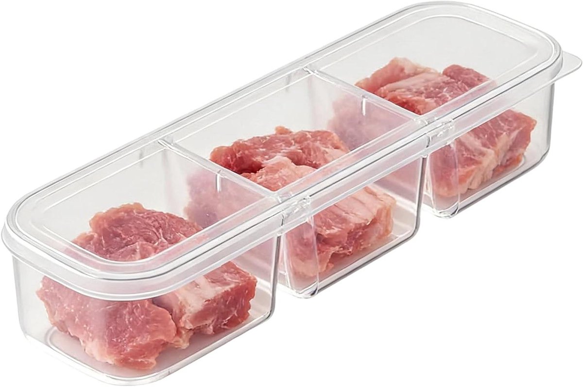 Koelkast Opbergcontainer - Voedsel Doos - Keuken Organiseren - Verdeelde Compartimenten - 28 x 9 x 6 cm - Transparant