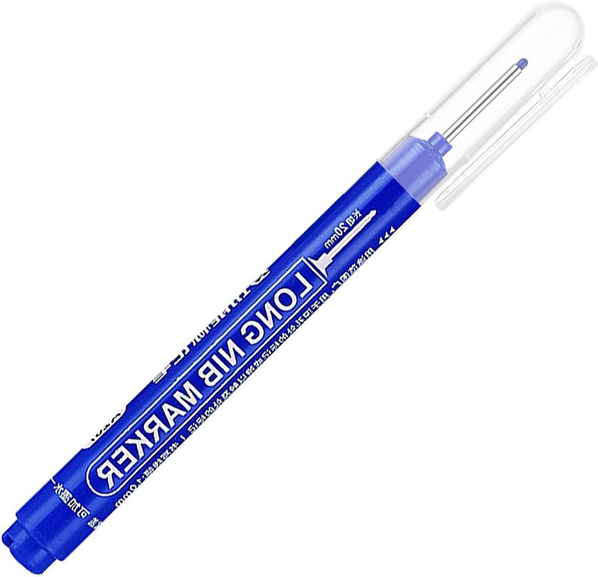 Markeerpen Diep Gat - Lange Pen - Precisie Markeren - Sneldrogende Inkt - 20 mm Punt - Blauw
