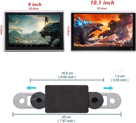 Draagbare dvd-speler voor videospelers op hoofdsteunen in auto's 10.1 Inch Auto Hoofdsteun Monitor IPS Touchscreen 1080P Auto Achterbank Videospeler FM AirPlay HDMI In met HD-roterend scherm (Color : — afbeelding 4
