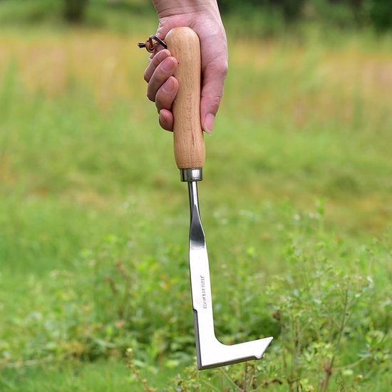 Houten handgreep onkruidschraper van roestvrij staal, ideaal voor het verwijderen van onkruid en voegen reinigen van Houten — afbeelding 2