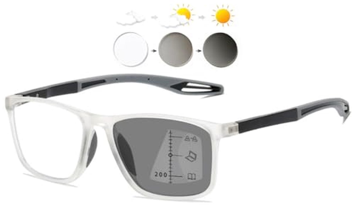 Zelfkleurende Multifocale Leesbril met Blauwlichtfilter en UV-bescherming voor Heren en Dames