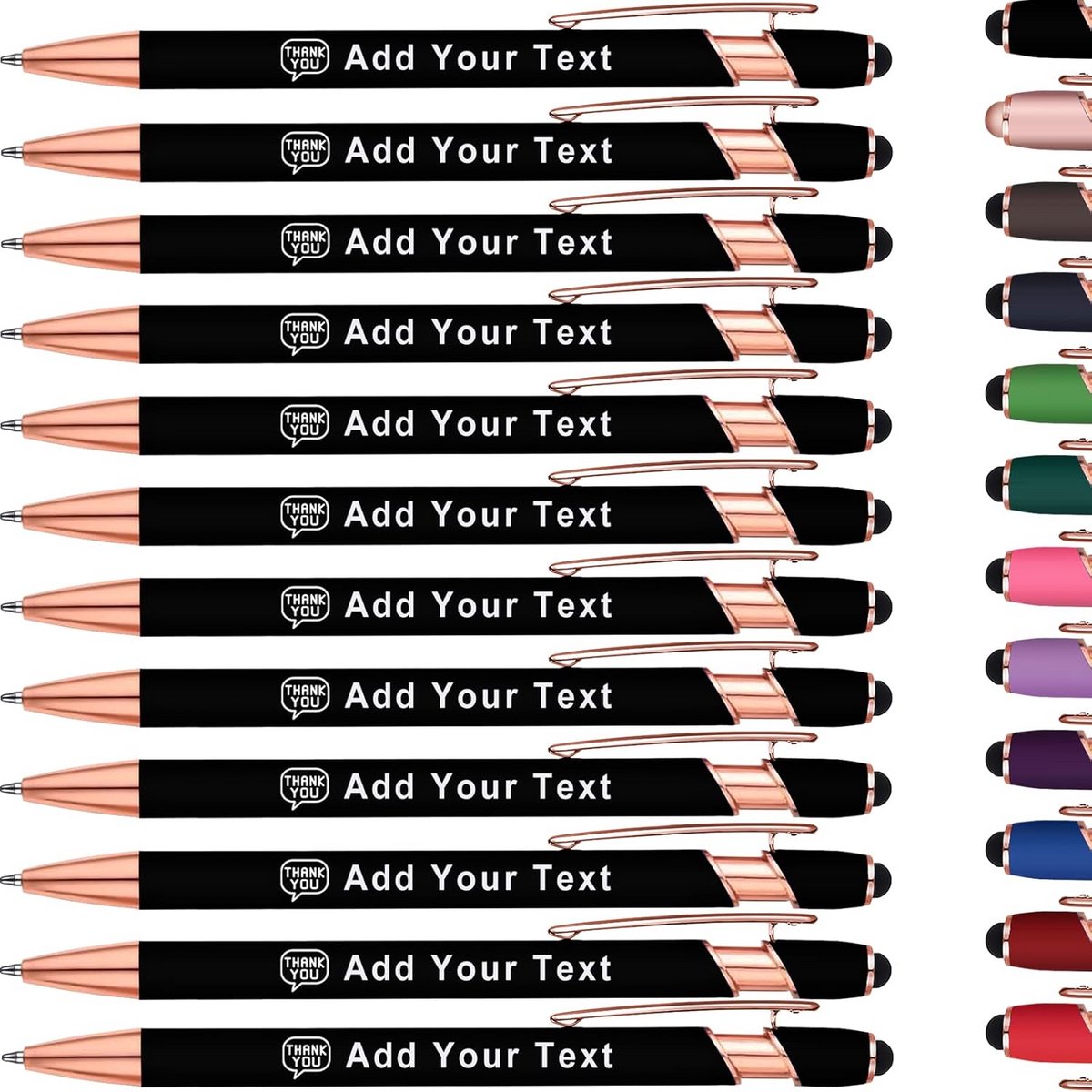 Gegraveerde Metalen Balpennen met Naam of Tekst - Ideaal voor Cadeau, Bedrijf of School - Inclusief Stylus Tip