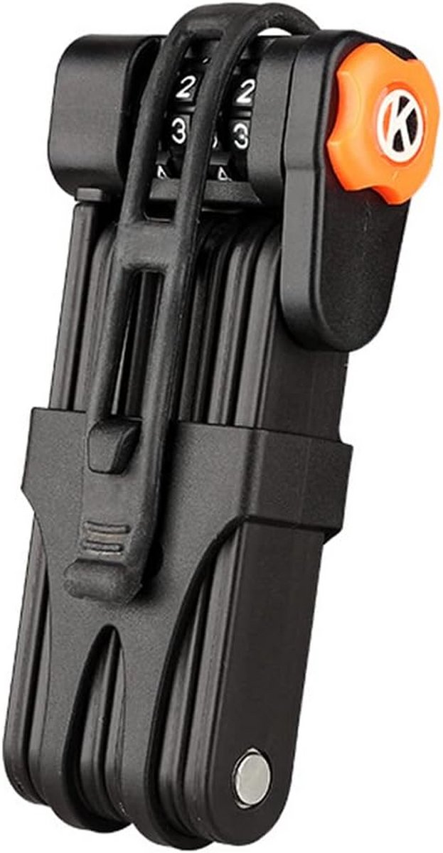 Fietsslot, cijferslot voor fiets, licht en klein vouwslot, fietsslot, vouwslot, met 4-cijferige cijfercode en houder, zwart, 85 cm, voor mountainbikes, e-bikes, motorfiets