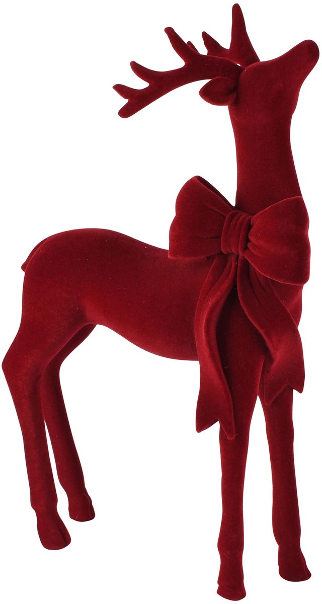 Dekoratief | Deco hert m/strik, rood, resina, 21x7x30cm | A265656