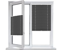 Geplisseerde Jaloezieën - Plisségordijnen Raamdecoratie - Privacy en Zonwering - Zonder Boren te Monteren - 115 x 130 cm - Zwart