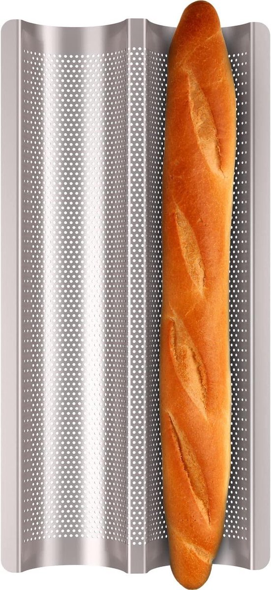 Baguette Pan - Franse Broodvorm - Brood Bakken - Geperforeerd Ontwerp - 2 Slots - Goud