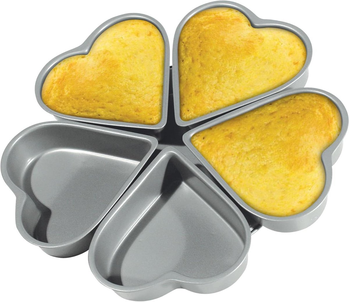 Hartvormige Bakvorm - Mini Hartjes Pan - Romantisch Bakken - Niet-klevende Coating - 4 Inch Per Hart - Zwart