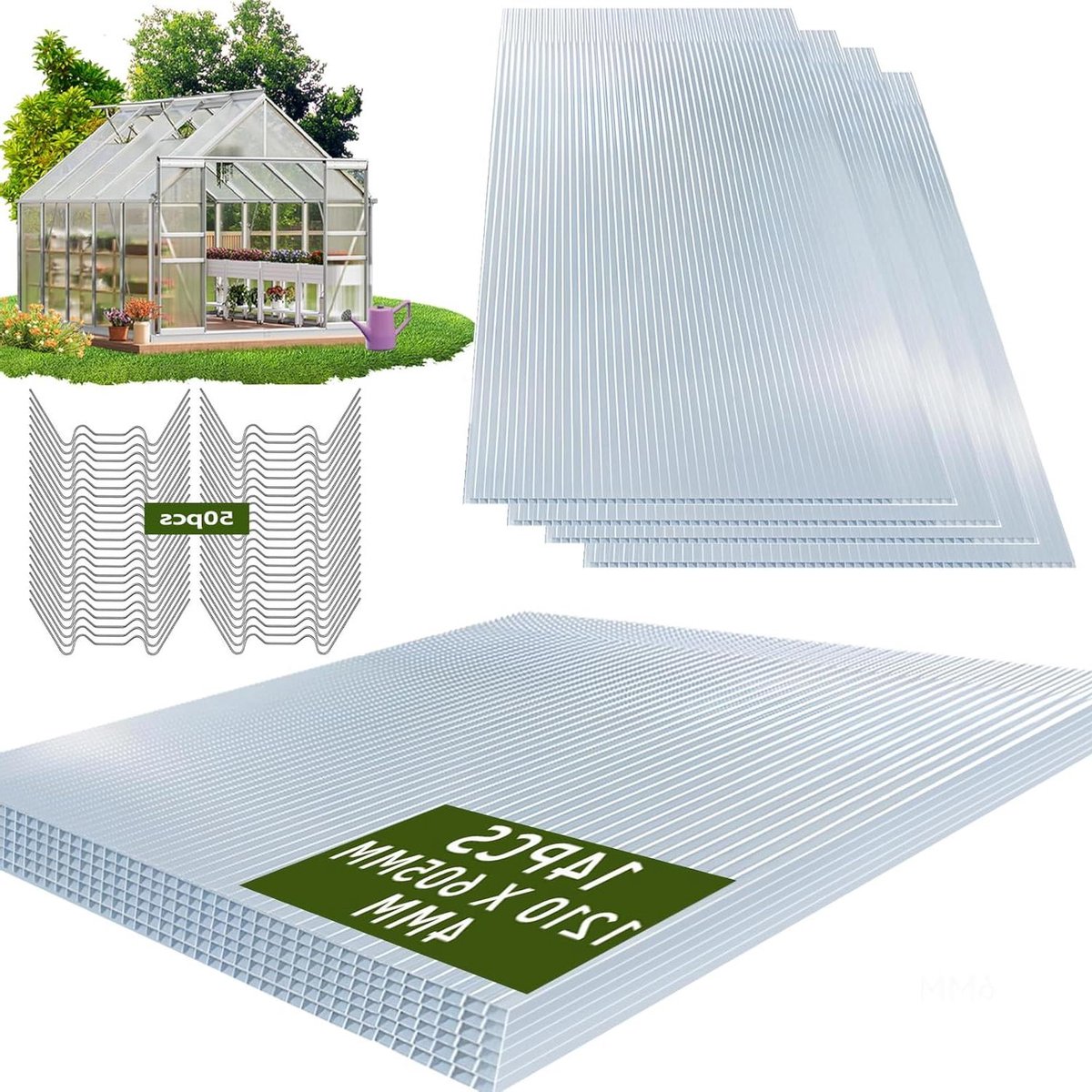 Dubbelwandige Platen - Polycarbonaat Platen - Broeikas Afdekken - UV-Bestendig - 1025 m² - Transparant