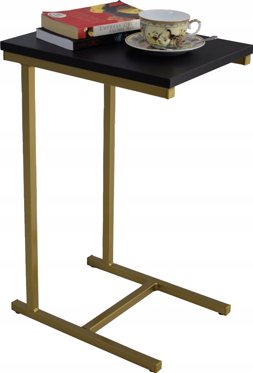 FutuStal EKO Serie - Bijzettafel - Goud en Zwart - Houten Blad - Metalen Onderstel Goud;Zwart