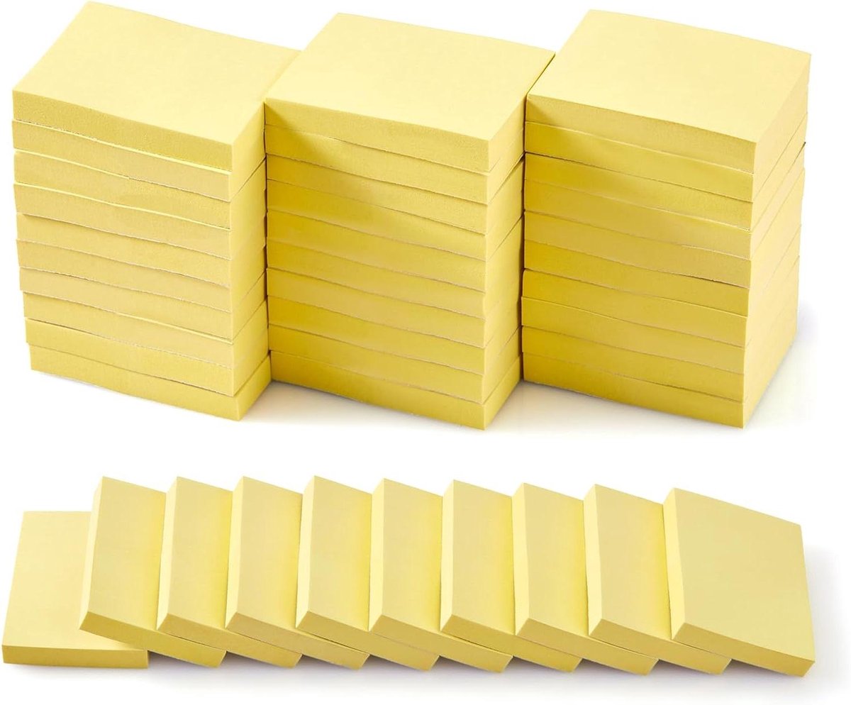Mini Sticky Notes - Plaknotities Geel - Taken Organiseren - Sterke Zelfklevende Lijm - 1.5 x 2 inch - Geel