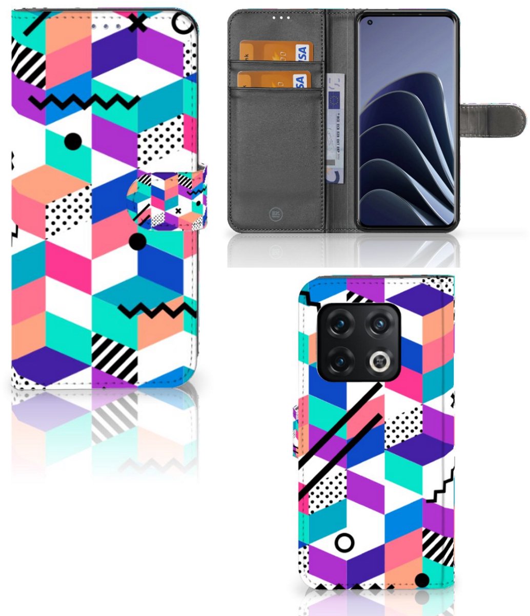 OnePlus 10 Pro Book Case Blokken Kleurrijk