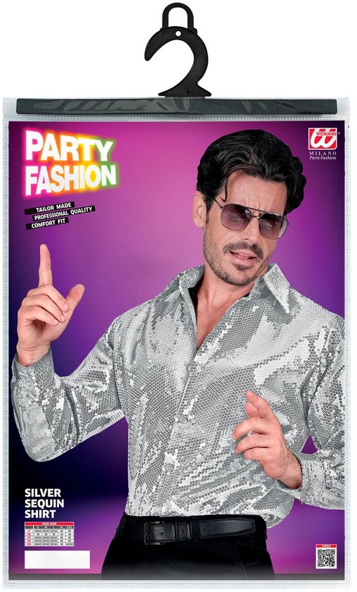 Chemise À Paillettes Homme Argent | XXL