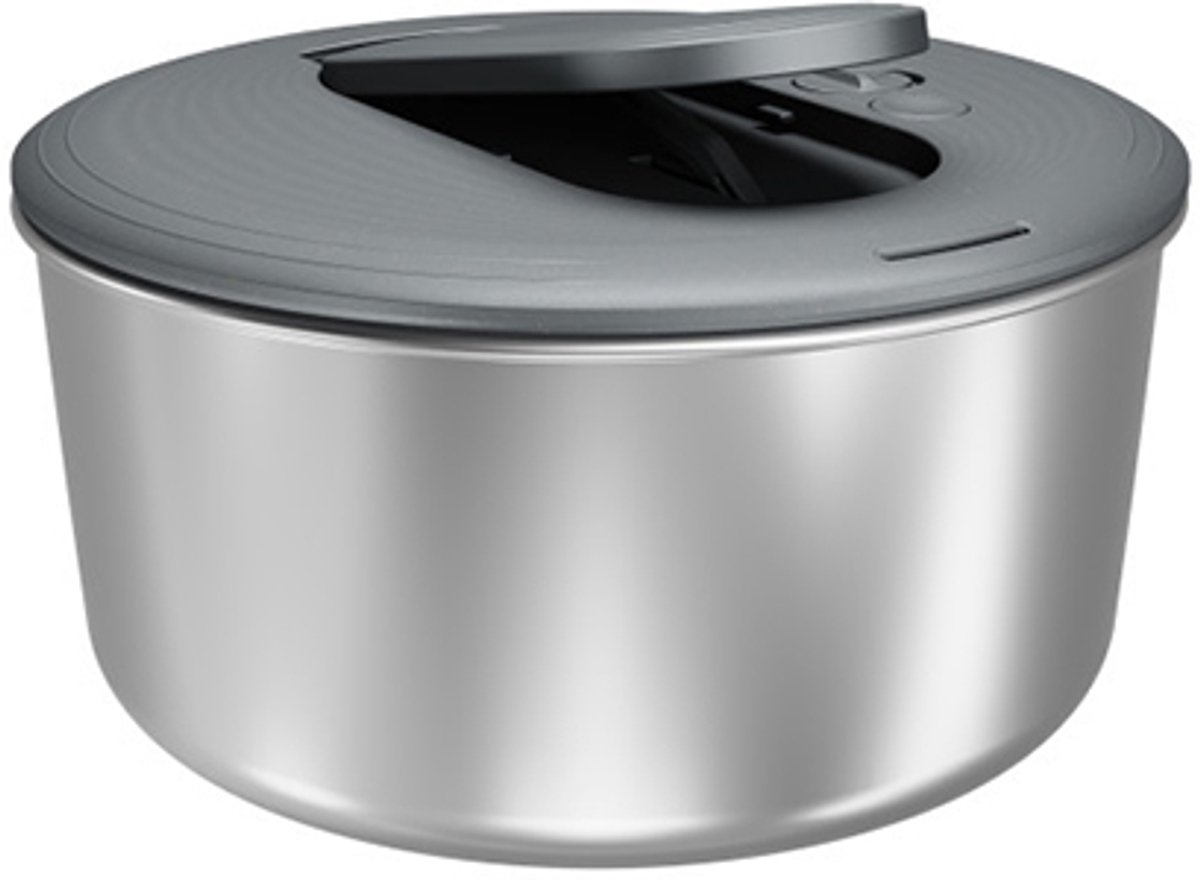 Zyliss - Slacentrifuge RVS L met Drukknop – Grote Salade Droger met Antislip Kom voor Sla en Groenten