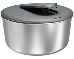 Zyliss - Slacentrifuge RVS L met Drukknop – Grote Salade Droger met Antislip Kom voor Sla en Groenten