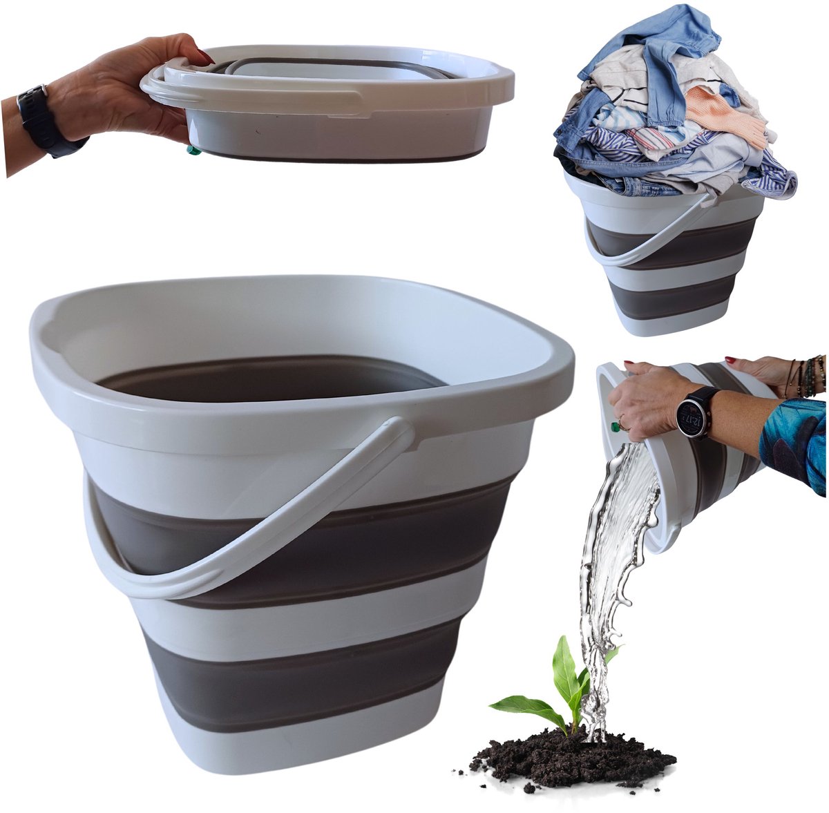 MONA - Siliconen Opvouwbare Emmer - 10L - Ergonomische Handgreep - Compact Opslag