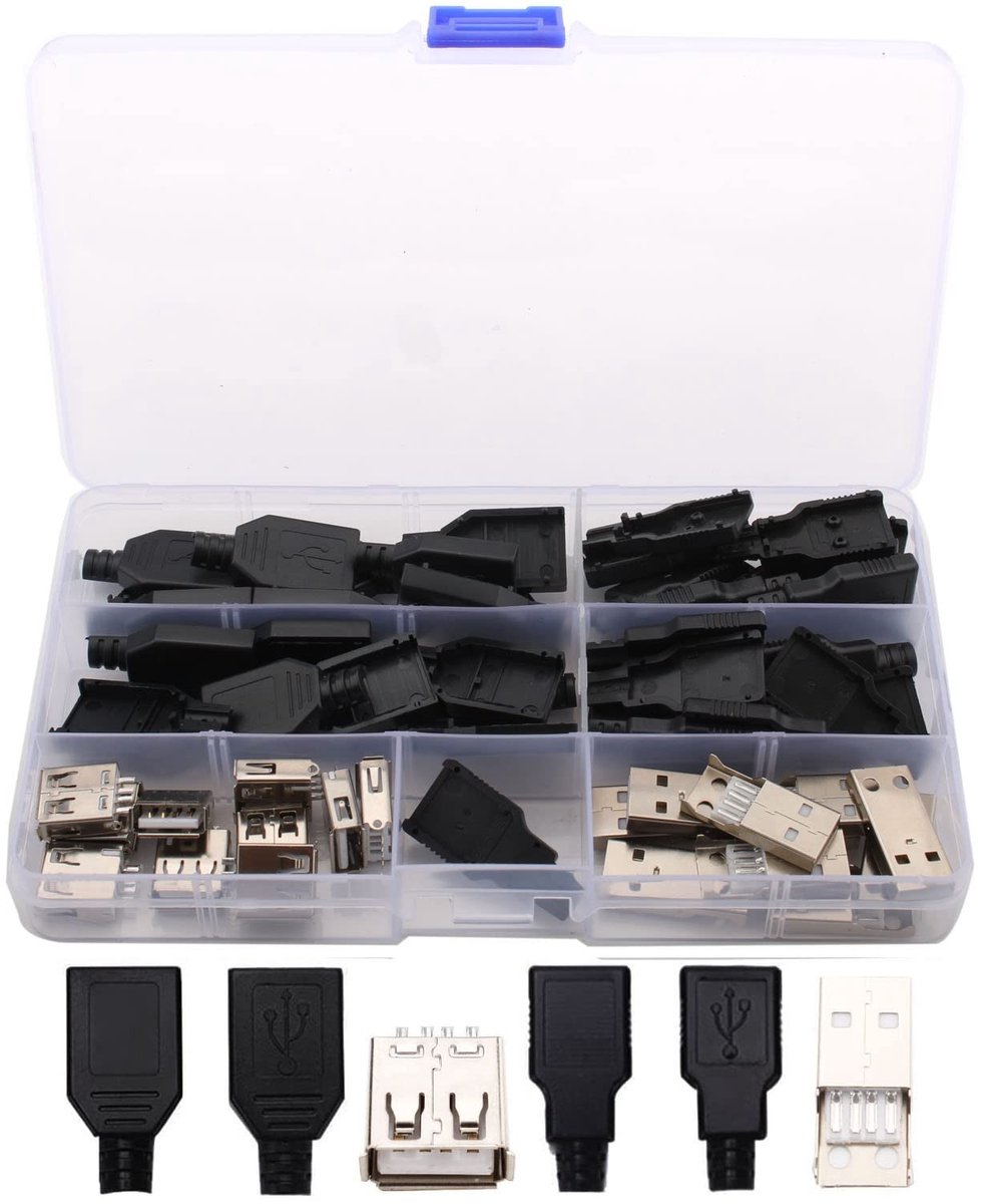 RUNCCI-YUN 20 Pairs USB 2.0 Type A Male Connector Plug - Solderen DIY Kit