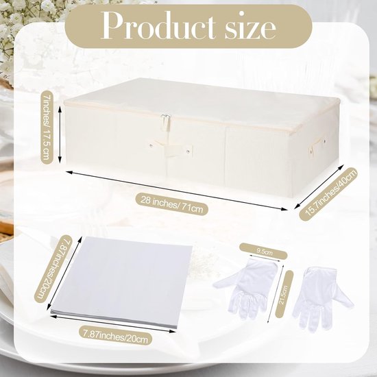 Jurk Opbergdoos - Bruiloft Kleding - Trouwjurk Bewaren - Zuurvrij Papier - 71 x 40 x 17.5 cm - Beige Wit — afbeelding 3