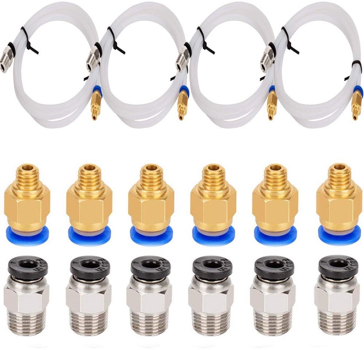 RUNCCI-YUN 4pcs PTFE Slangen met PC4-M6 en PC4-M10 Connectoren voor 3D Printers