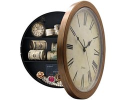 Wandklok Kluis - Klok met Compartiment - Waardevolle Spullen Verbergen - Stille Beweging - 10 Inch - Meerkleurig