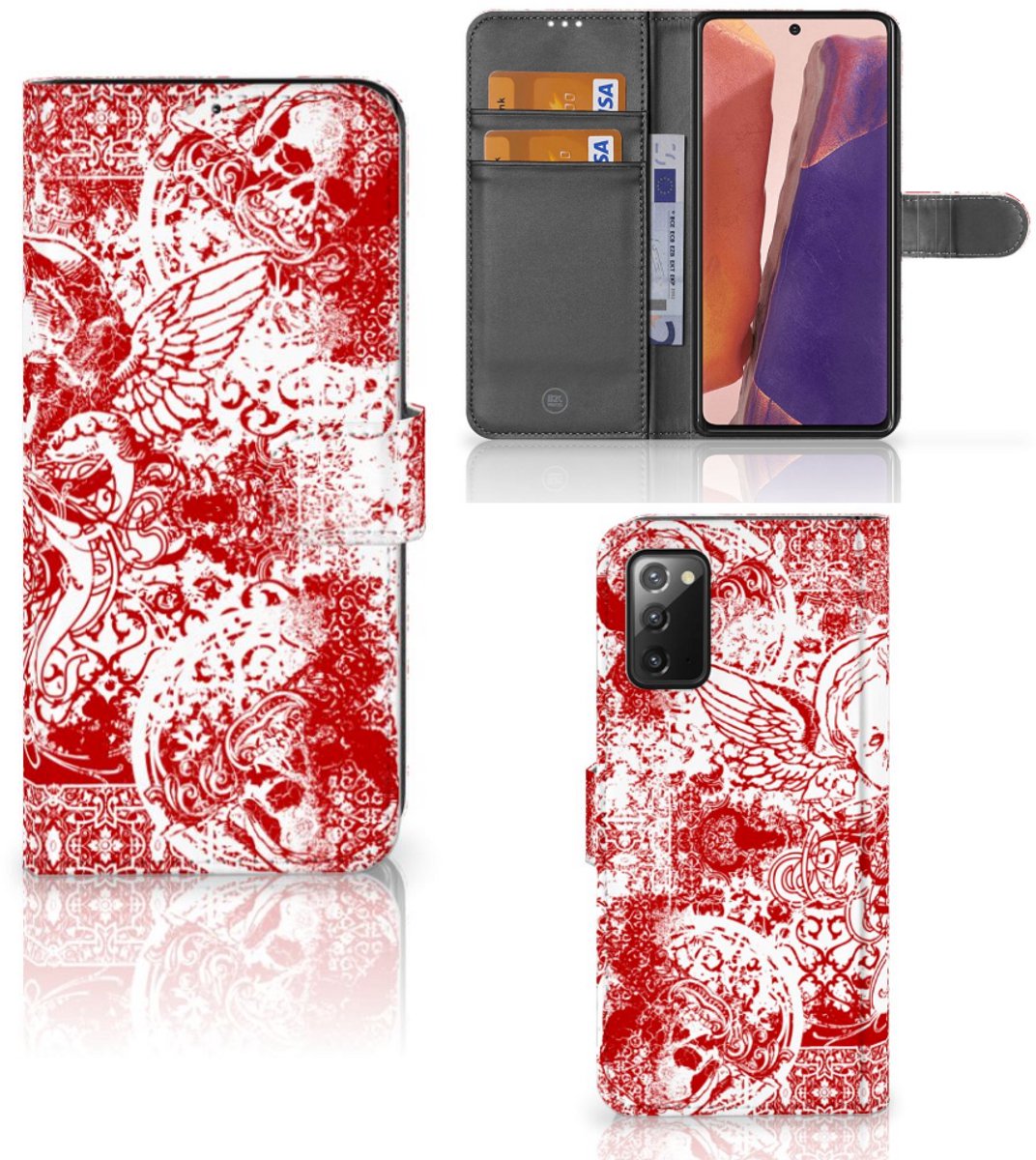 Telefoonhoesje met Naam Samsung Galaxy Note 20 Angel Skull Rood