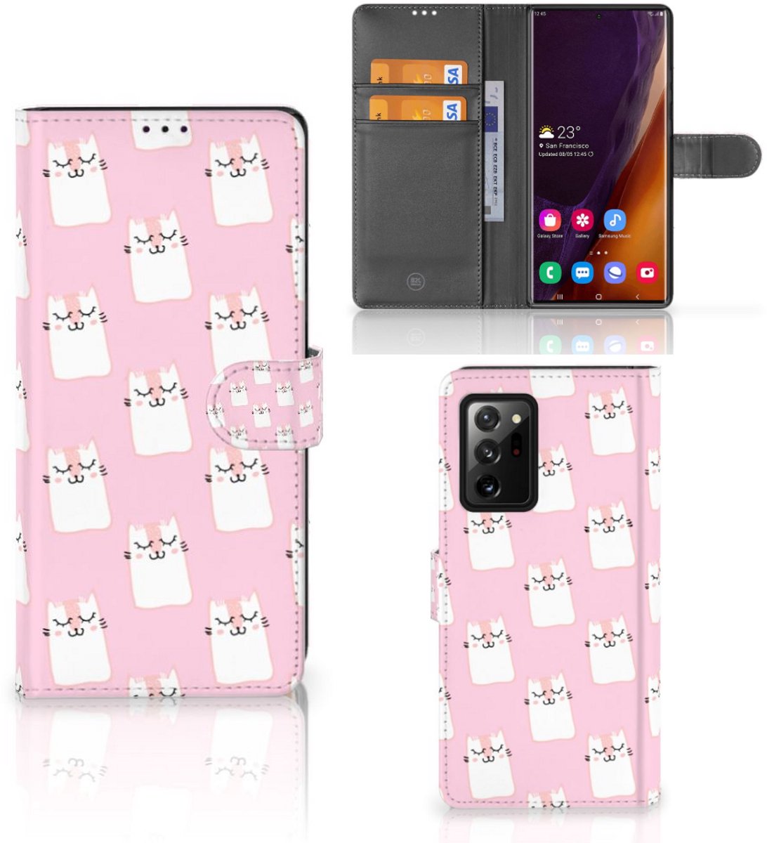 Samsung Galaxy Note20 Ultra Telefoonhoesje met Pasjes Sleeping Cats