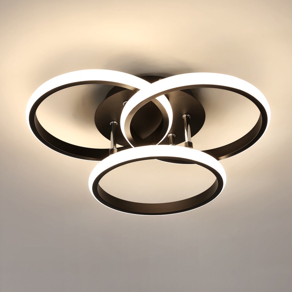 Haobosic - Drie Ronde LED Aluminium Plafonlamp - Zwart - 40W - 4500K Neutraal Licht