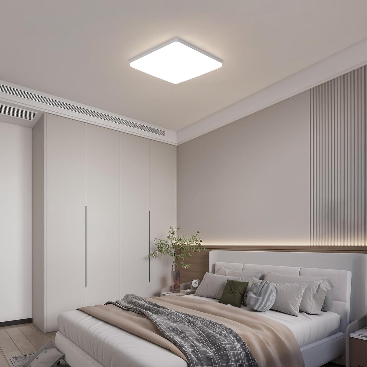 Haobosic Modern LED - Plafondlamp - Wit Vierkant - 43W Neutraal - 30x30cm