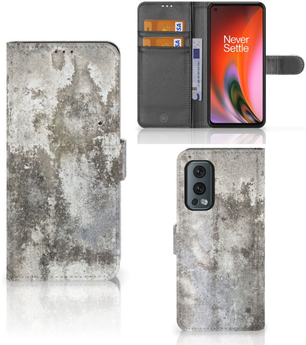 Book Case voor OnePlus Nord 2 5G Bookcase Beton Print