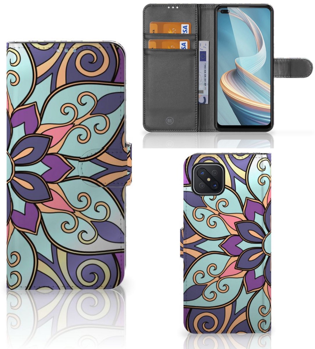 OPPO Reno4 Z Hoesje Purple Flower