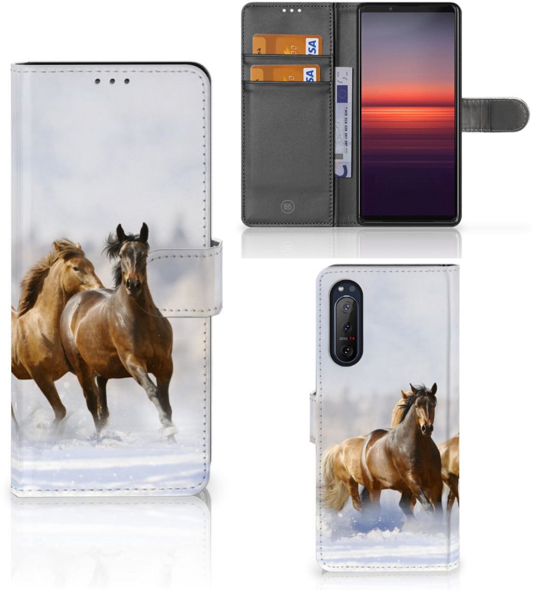 Sony Xperia 5II Telefoonhoesje met Pasjes Paarden