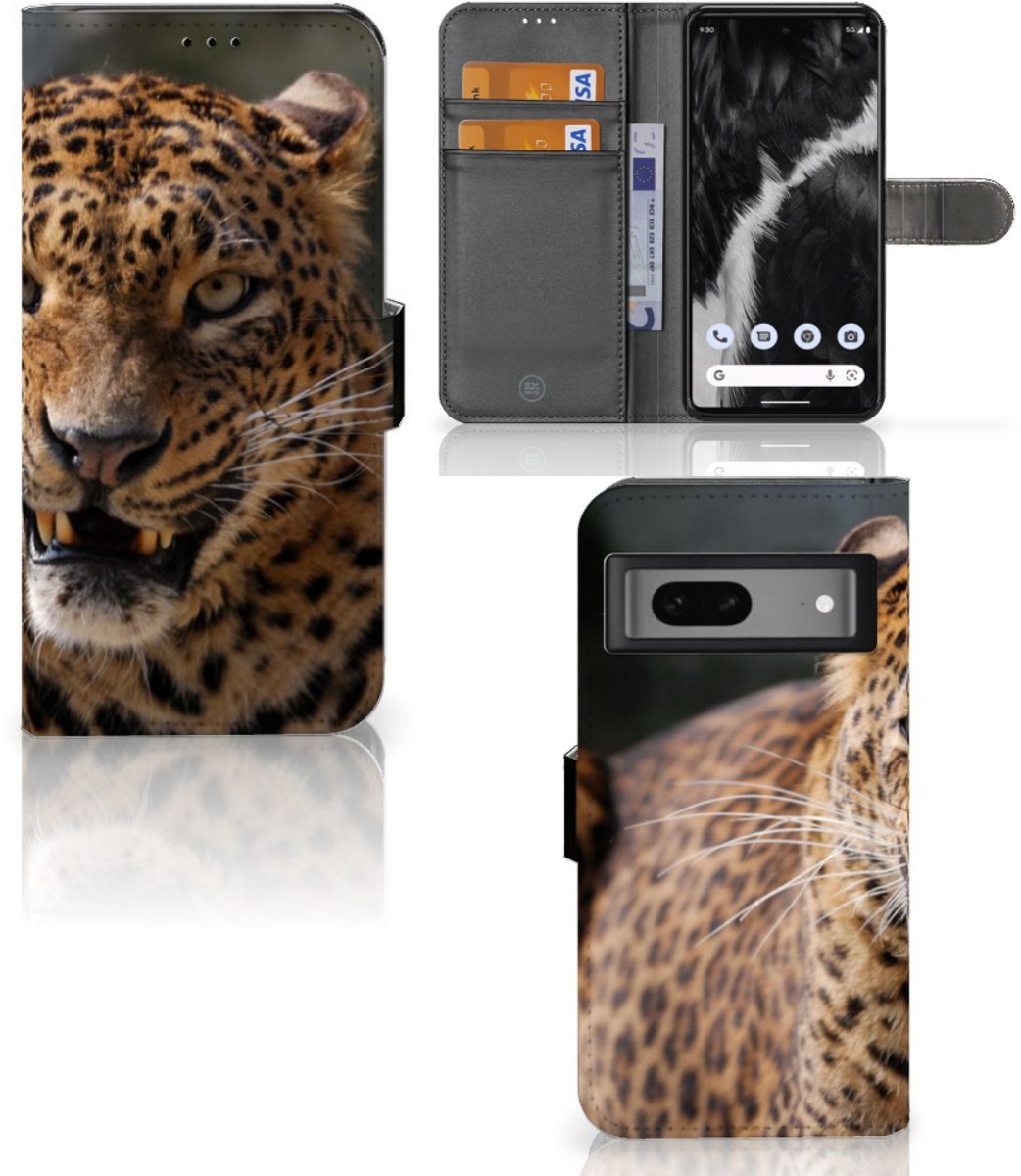 Google Pixel 7 Telefoonhoesje met Pasjes Luipaard