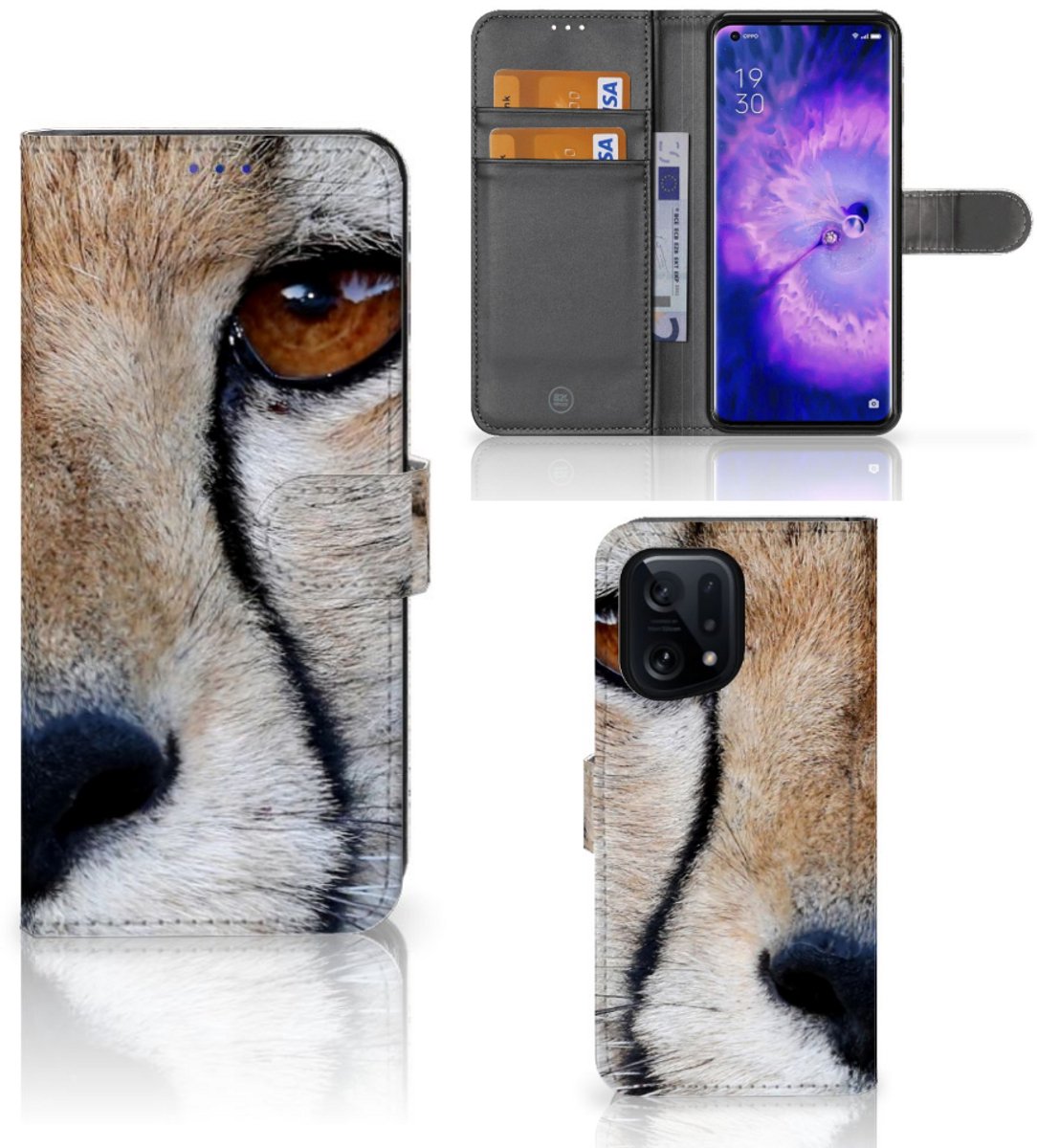 OPPO Find X5 Telefoonhoesje met Pasjes Cheetah