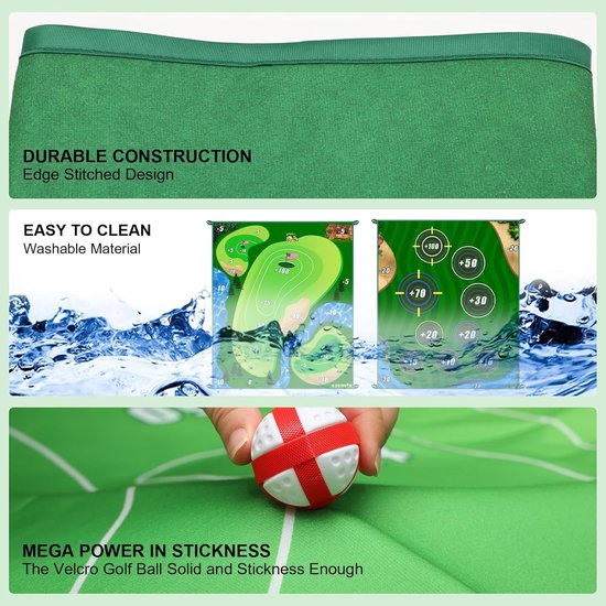 Golf Chipping Spelmat - Golf Trainingsmat Oefenmat - Golfvaardigheden Verbeteren - Dubbelzijdig Score Spel - 178 x 152 cm - Groen van GOLF — afbeelding 5