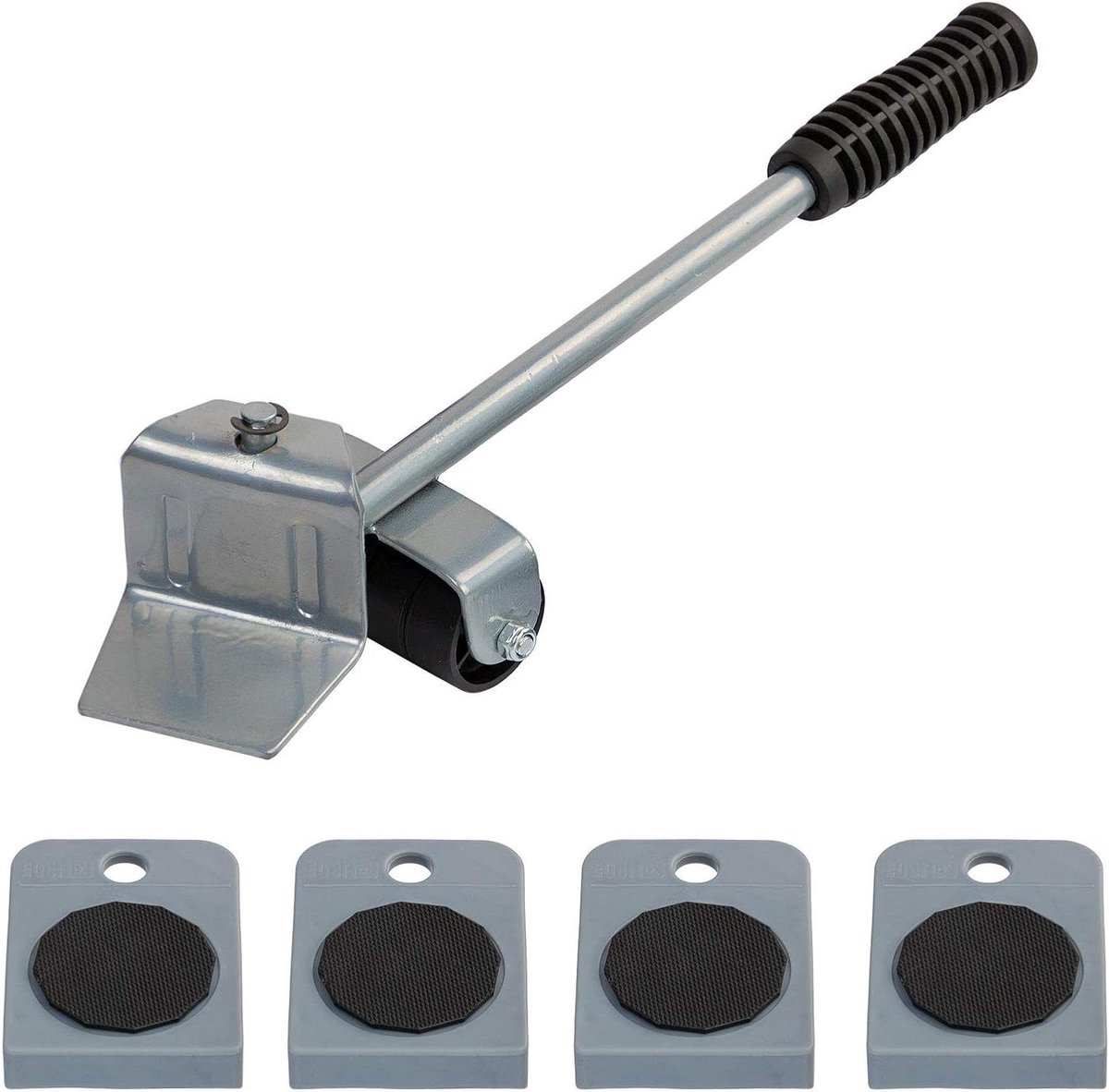 Meubelrollerset - Transportwielenset - Meubels Verplaatsen - Lage Onderrijhoogte - Ø 60 mm Oplegvlak - Zilver