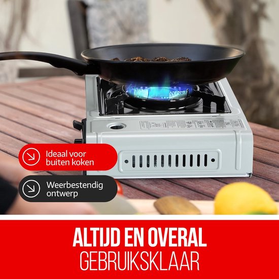 Camping Gas Stove - Outdoor Grill Plate - Outdoor Cooking - Integrated Piezo Ignition - 2200 Watts - Grey — afbeelding 3
