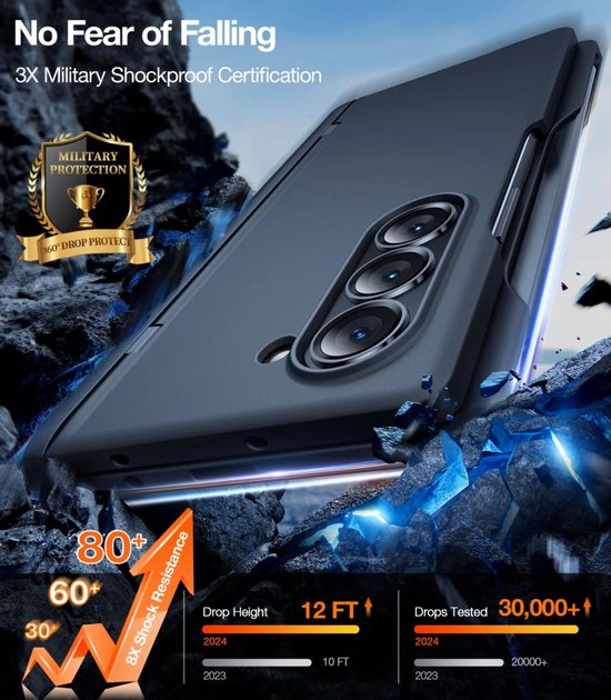 TORRAS Armor Stand Hoesje Geschikt voor Samsung Galaxy Z Fold 6 - Compatibel met MagSafe - Back Cover met Kickstand - Zwart