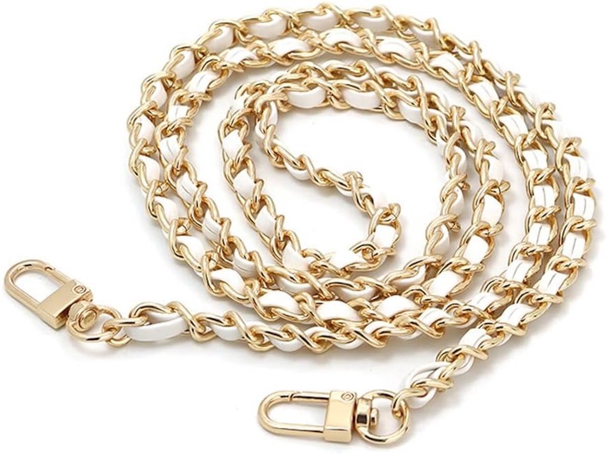 Schouderband ketting 120 cm voor handtassen, vervangende accessoires met metalen schakel, geschikt voor leren tassen en handtassen, licht gouden ketting voor modebewuste vrouwen