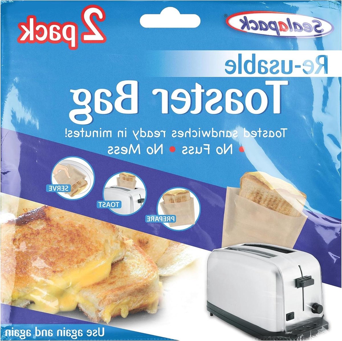 Broodrooster Zakken - Herbruikbare Tassen - Perfecte Toasties Maken - Voorkomt Plakken - 2 Stuks - Zilver