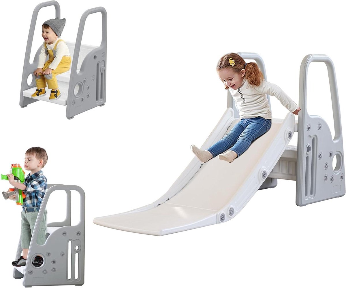 Peuter Glijbaan - Kinderglijbaan Binnen - Binnen Spelen - Extra Lange Schuifhelling - Tot 100 kg - Grijs
