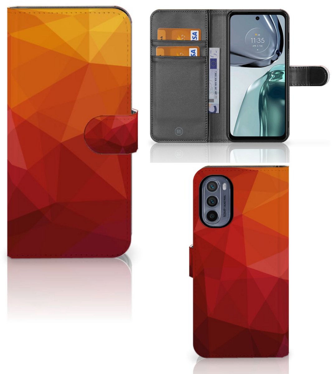 Book Case voor Motorola Moto G62 5G Polygon Red