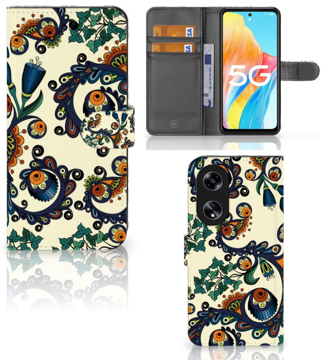 Wallet Case OPPO Reno8 T 5G Barok Flower