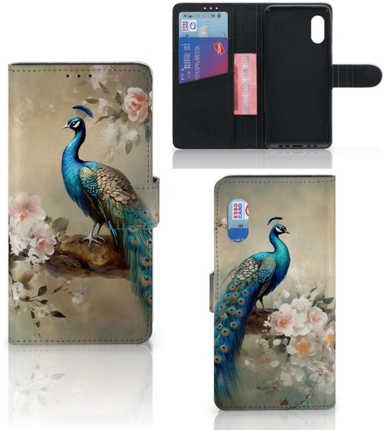 Coque de téléphone avec cartes adaptée au Samsung Xcover Pro Vintage Peacocks
